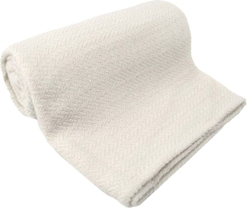 Toison d'Or Plaid laine et soie - petits chevrons naturel 120x180 cm Beige 0x180x120cm