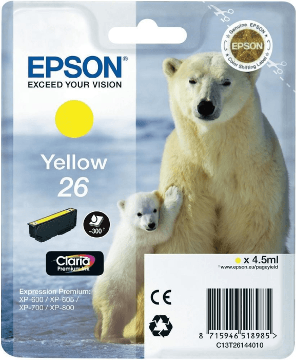 Epson T2614 Blækpatron – Høy Kapasitet (Epst26144012, Gul, 1 Eske) Gul