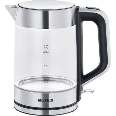 Severin WK 3420 Wasserkocher kabelgebunden Glas, Edelstahl (gebürstet), Schwarz Fassungsvermögen: 1.7 l