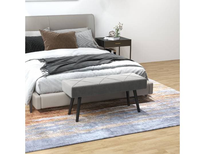 HOMCOM Banc Velours/Acier Gris 100x36x45cm