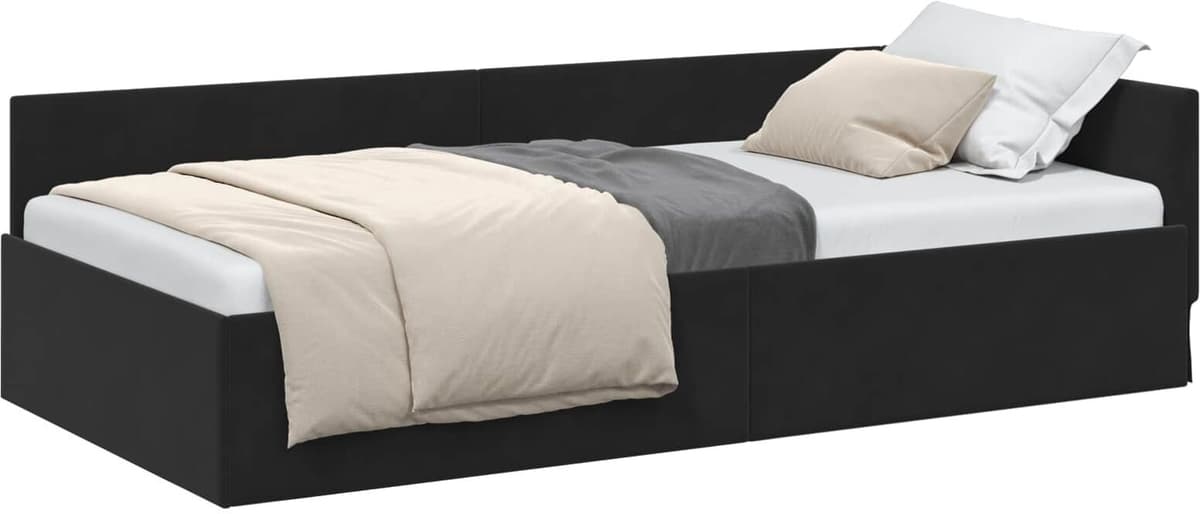 vidaXL Cadre de lit d'angle Noir 90 x 200 cm Velours