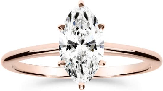 Silván Solitaire Markiisi timanttisormus 1,00ct, rosekultaa, vihkisormukset Laboratoriotimantti / 15.0