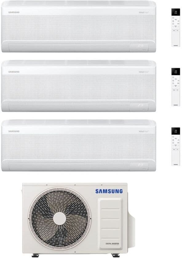 Samsung Climatizzatore Trial Split Windfree Elite S2 7+7+9 BTU con AJ080TXJ4KG/EU Inverter R-32 Wi-Fi Classe A++