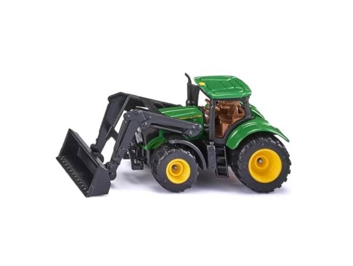 siku 1395, John Deere Tractor met voorlader, groen, metaal/kunststof, rubberen banden, beweegbare voorlader