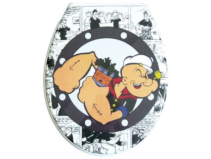 WC-Sitz ADOB Comic , schwarz (schwarz, weiß), B:37cm H:5cm L:45cm, Duroplast, WC-Sitze, WC-Sitz, mit Absenkautomatik