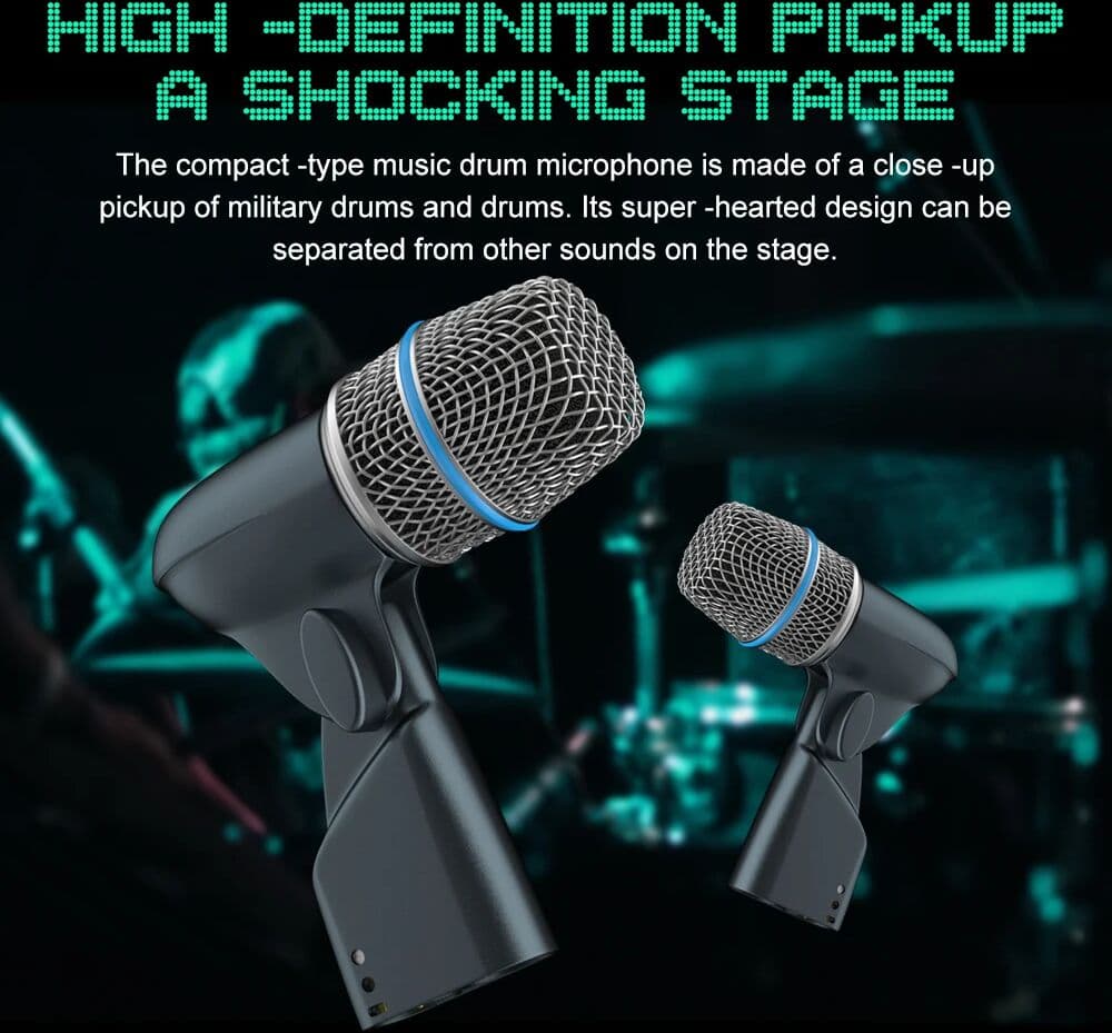 G-MARK Instrument Microphone 56A Wired Drum Mic Dynamic Kick Bass Tom/Snare Cymbals Use For Drums Vocal Band DJ Stage Instrumental
