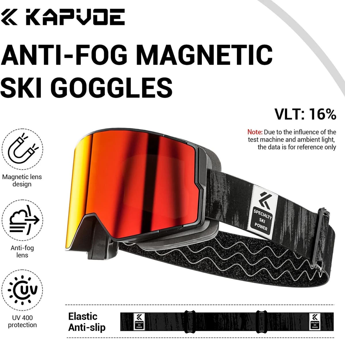 Kapvoe Photochromic Snow Goggles Ski Snowboard Anti-Fog Mask for Men Women Eyewear UV400 Protection Glasses Snowmobile Winter