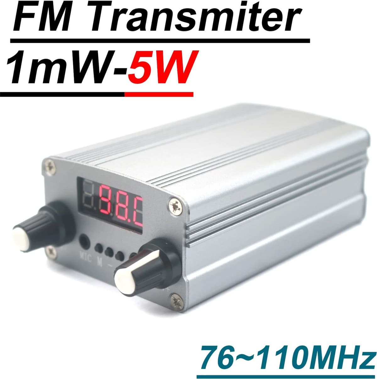 DykbRadio 5W FM Transmitter 76-110Mhz Radio Digital Display Stereo FM Transmiter METER FOR Churches CAR Broadcast Campus Station Amplifier