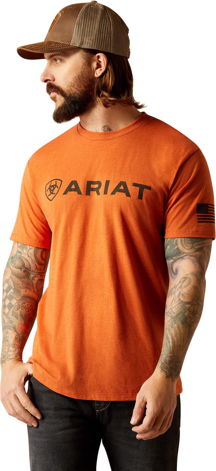 Men's Shield Flag T-Shirt in Adobe Heather, Size: Large by Ariat