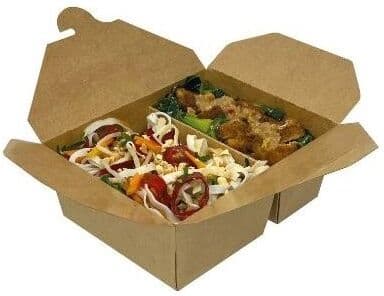 No-Name Take Away Boks, Brun, 2-Rum, 380/670ml, 50 Stk.