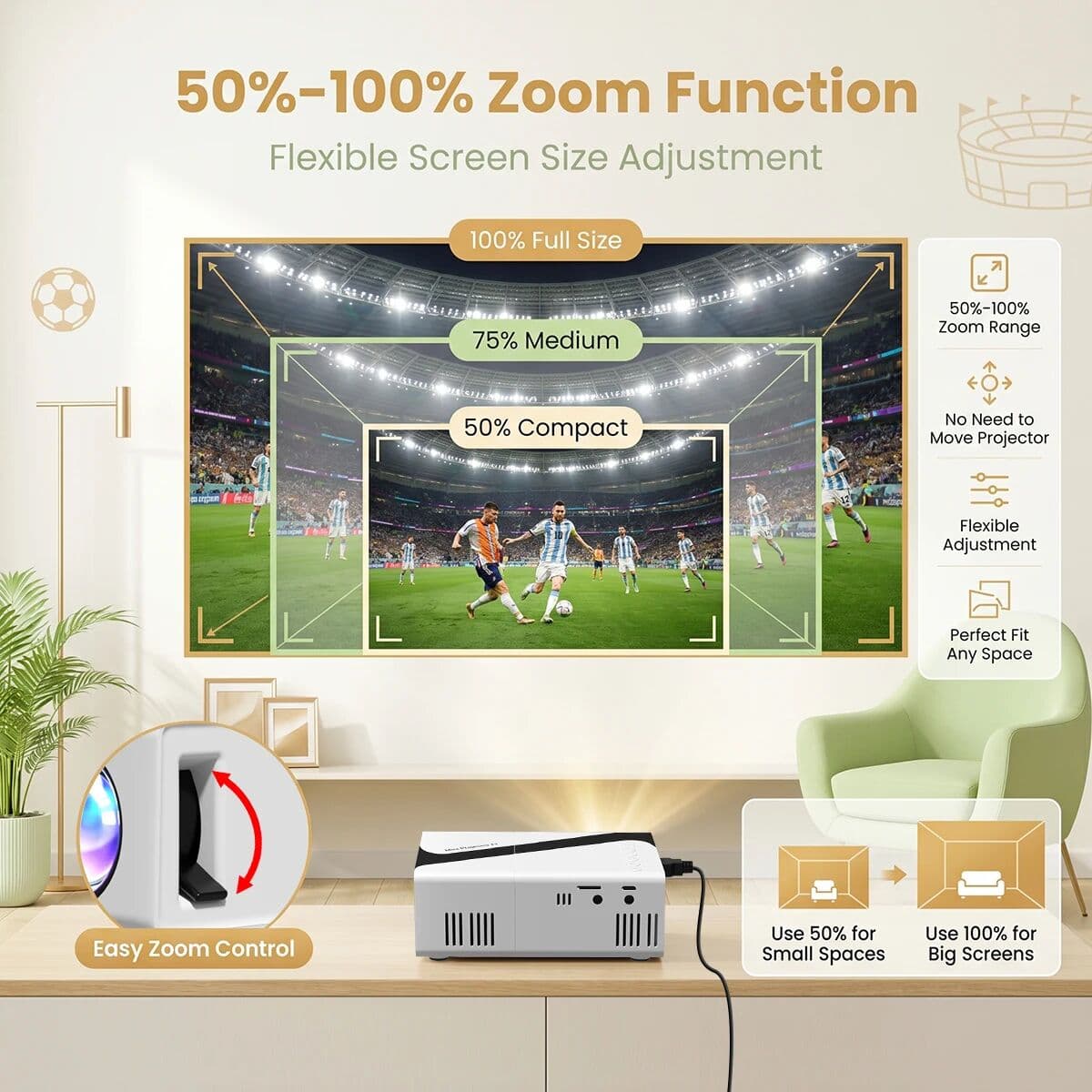 MAOHUTER Portable Projector 4K Decoding 720P Native Supports Mobile Phone Projection, Suitable for IOS/TV Stick/USB/Laptop Other Devices