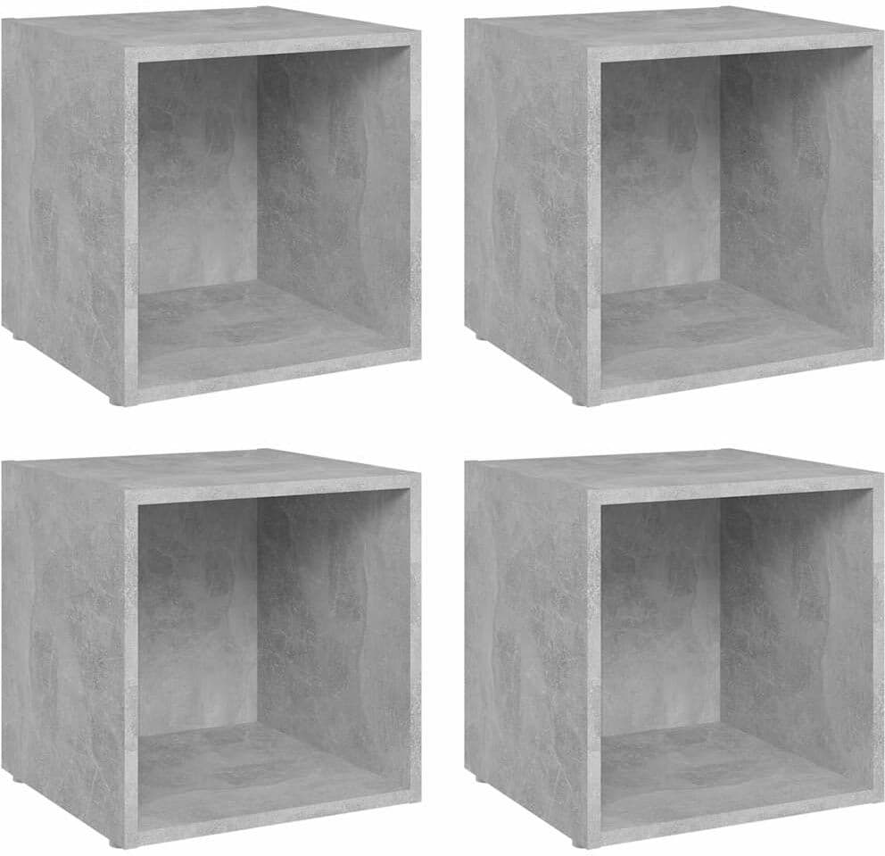 vidaXL Meubles TV 4 pcs gris béton 37x35x37 cm bois d’ingénierie
