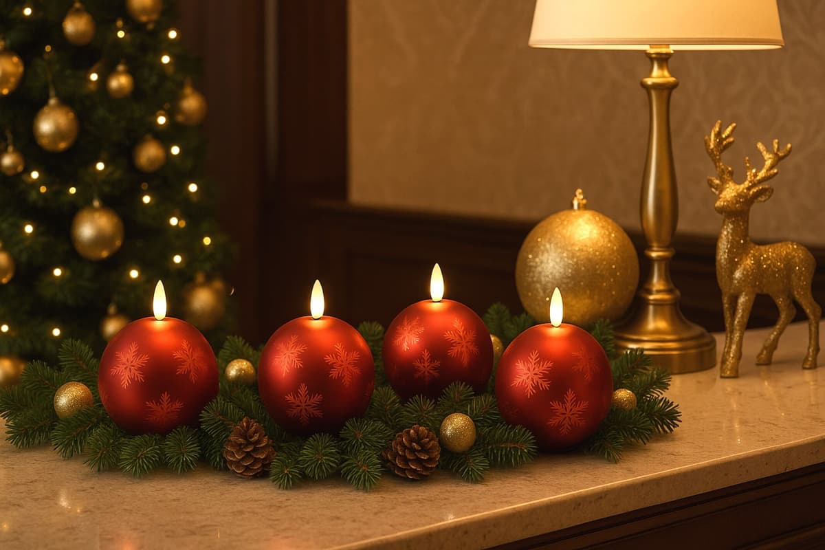 LED-Kerze I.GE.A. "Kugel-Kerze A", rot, B:10cm H:12cm, Glas, Kerzen, LED-Kerze, aus Glas batteriebetrieben mit Timer Adventskranz Adventskerzen