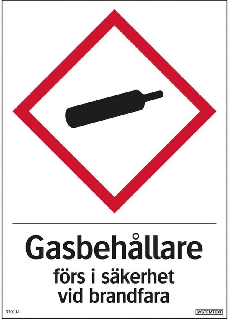 SYSTEMTEXT Skylt Gasbehållare 210x297mm