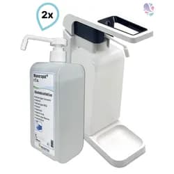 SET: Blanc Hygienic Hebelspender 1.000ml + 2x 1 Liter Haut- und Händedesinfektion mit vormontierter Pumpe