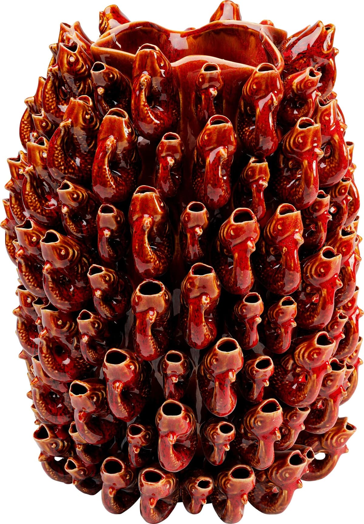Dekovase KARE DESIGN "Goldfish", rot, B:36,5cm H:46,5cm T:36cm, Steingut, Vasen, Dekovase, 47 oder 63 cm rot B/H/T: 36,5cm x 46,5cm x 36cm