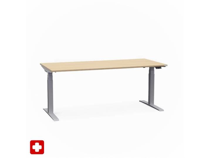 Ergonomischer Schreibtisch el. höhenverstellbar Tradingzone GO Swiss 180x80 cm, Eiche/Silbergrau, Neu, Tisch - ideal fürs Homeoffice oder Büro