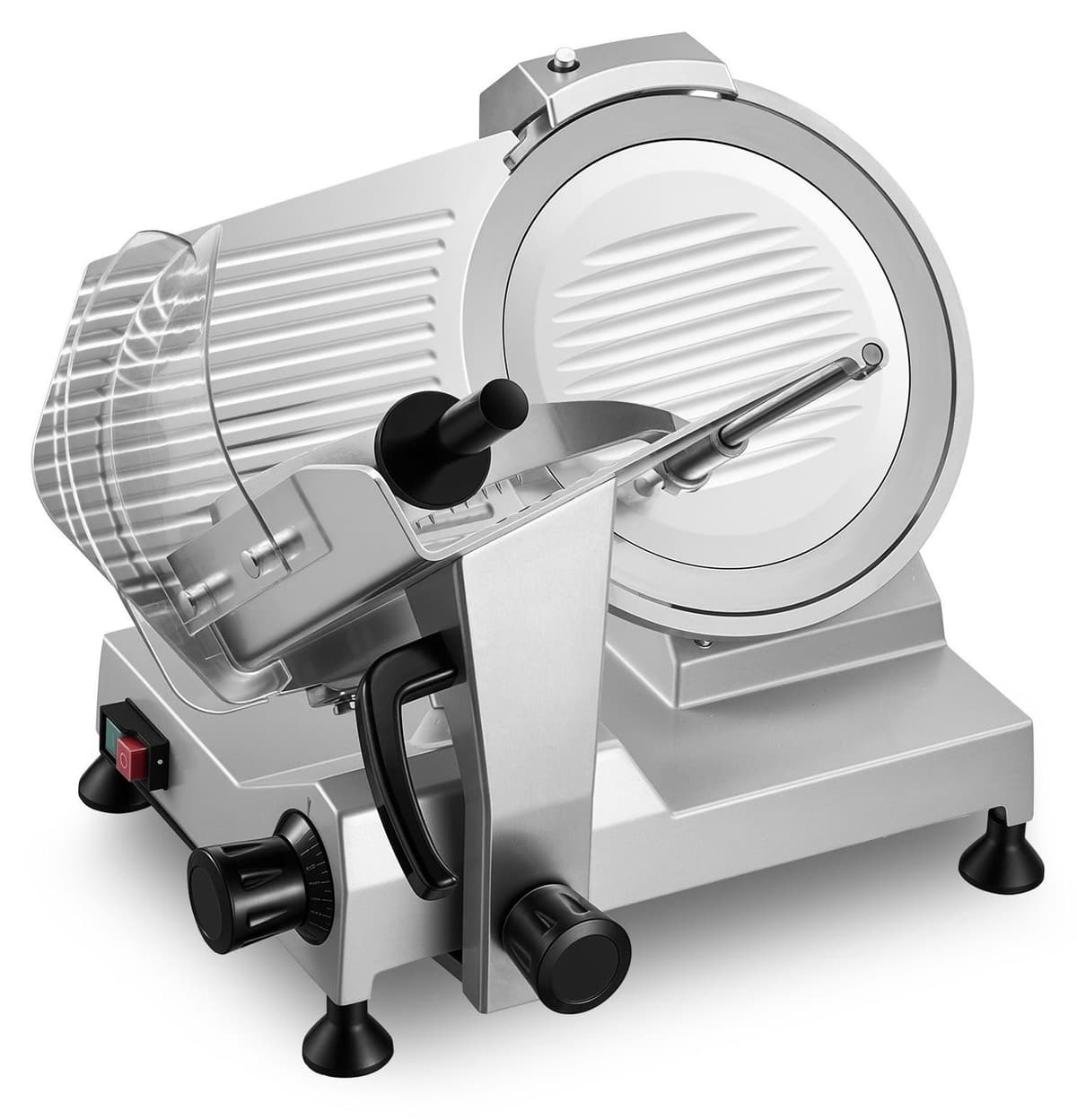 Allesschneider Elektrisch - Fleischschneider 400 W - 30 cm Kohlenstoffstahlklinge Abnehmbar - Schnittstärke 0-15 mm Einstellbar - Mit Auffangschale - Für Gefrorenes Fleisch & Brot