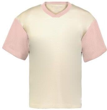 Holloway 226120 PREP STREET FAN JERSEY T-Shirt in Alabaster/Petal Pink size Small   Polyester