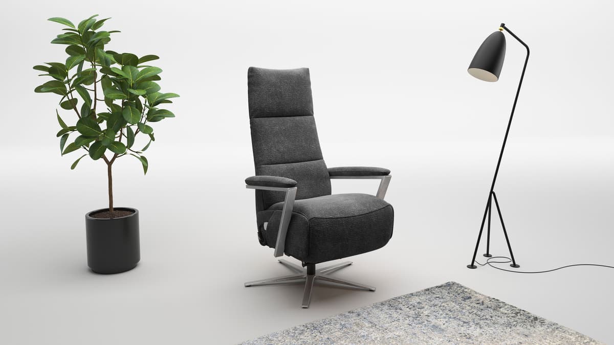 TV-Sessel SIT & MORE "Vario Comfort, inkl. Kopfteilverstellung & 360 Drehfunktion", grau (anthrazit), B:70cm H:124cm T:85cm, 100% Polyester, Sessel, TV-Sessel, mit Gasdruck, Höhe der Armelehnen 60cm anthrazit Chenille, Ergonomie S1,mit Gasdruck,manuell ve