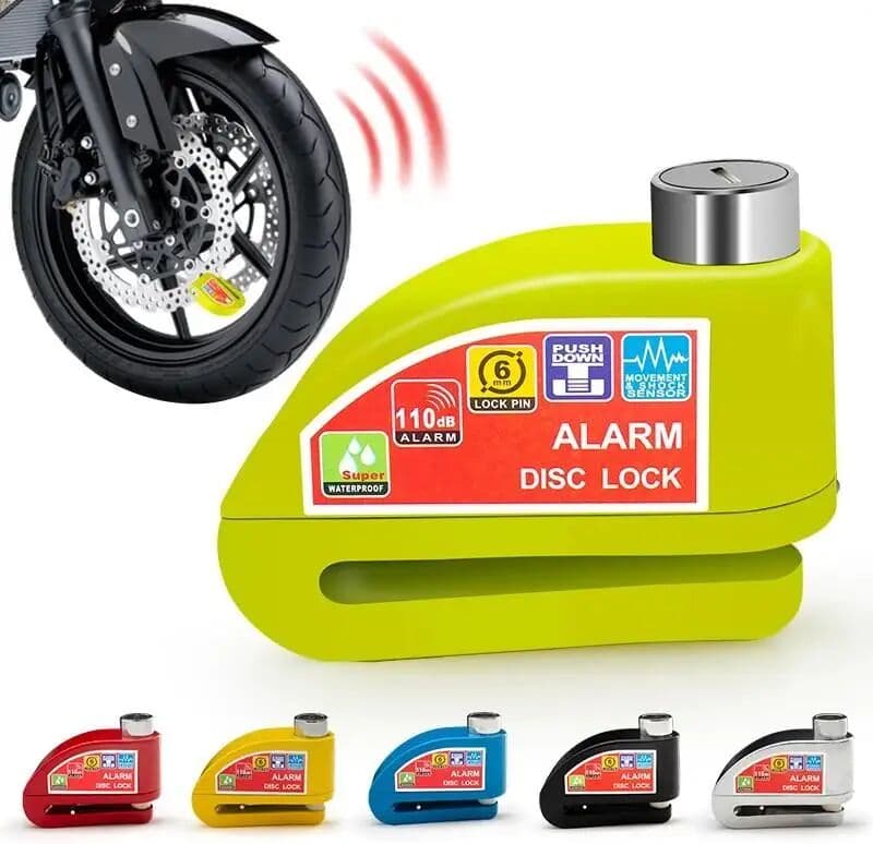 NONE Motorcycle Bicycle Lock Alarm Safety Protection Padlock Disc Aluminum Alloy Anti-Theft Reminder Rope Lock Bag Motorcycle Accesso