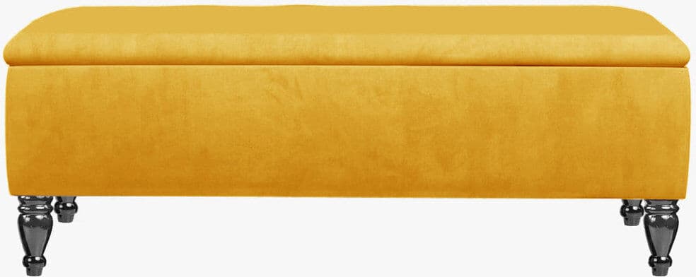 R&M Furnishers Lisbon Ottoman Bench with Storage, End of Bed Bench, Rectangle Coffee Table, Upholstered Footstools Mustard Gold 45cm H x 137cm W x 40cm D