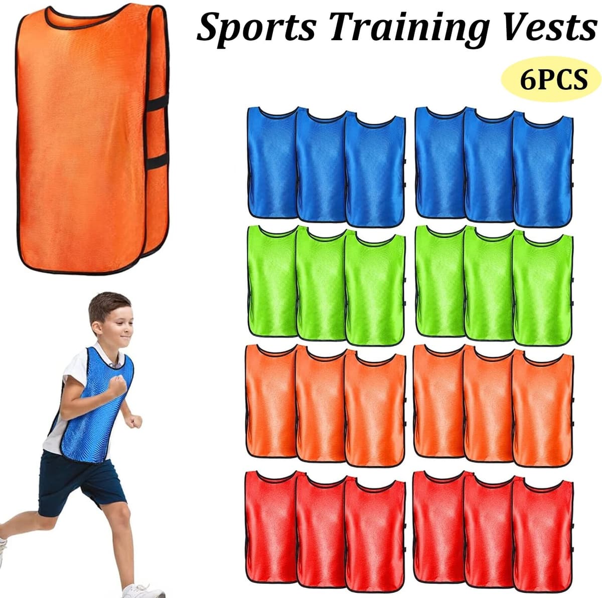 NONE 6PCS Soccer Pinnies Quick Drying Football Team Jerseys Sports Soccer Team Training Practice Youth Adult Basketball Sports Vest