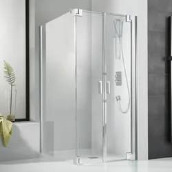 HSK Pendeltür für Seitenwand „K2P“ 100 × 200 cm Glas Linea 01 (80 cm), Profile Chromoptik (Alu Hochglanz poliert), Scharniere nicht pendelbar
