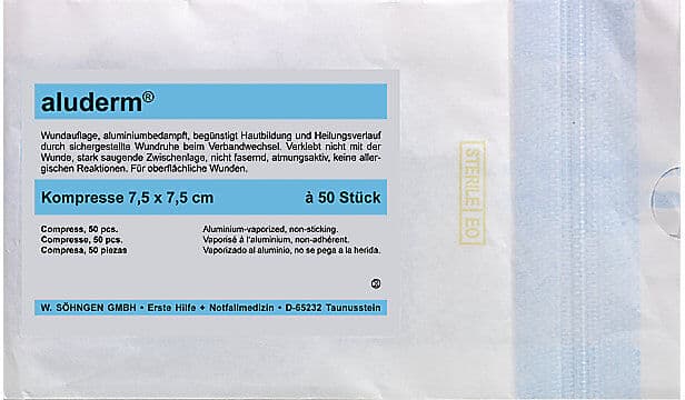 aluderm®-Kompresse, steril verpackt, VE 50 Stk, LxB 75 x 75 mm SÖHNGEN