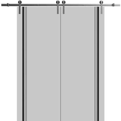 SARTODOORS Planum 0011 Matte Grey Wood Double Sliding Barn Doors
