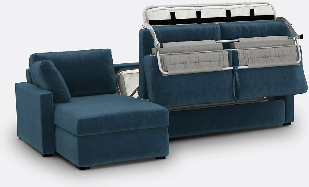 LA REDOUTE INTERIEURS Canapé d'angle, convertible, 4 places, en velours, mousse, TIMOR
