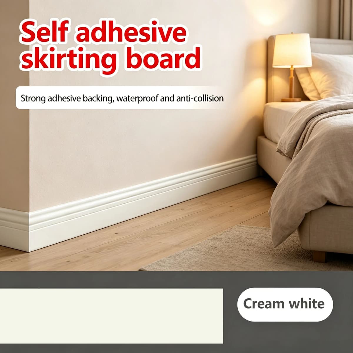 NONE (5 Meters/196.85 Inches) Self-Adhesive Skirting Board - Durable And Easy To Install, Suitable For Walls And Tloors.