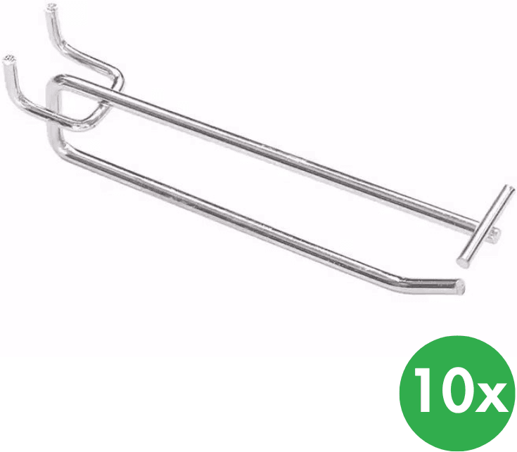 B2B Partner Haki pojedyncze z wysięgnikiem cenowym, długość 250 mm, chrom, 10 szt.