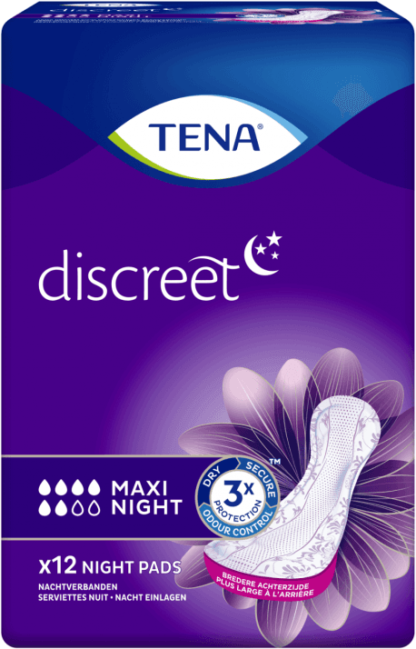 Tena Discreet Maxi Night - 6 paquets de 12 protections
