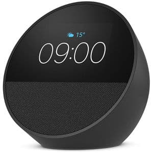 Amazon Wecker Echo Spot 2024 schwarz, digital, Thermometer, Datumsanzeige, Funkuhr, Alexa+