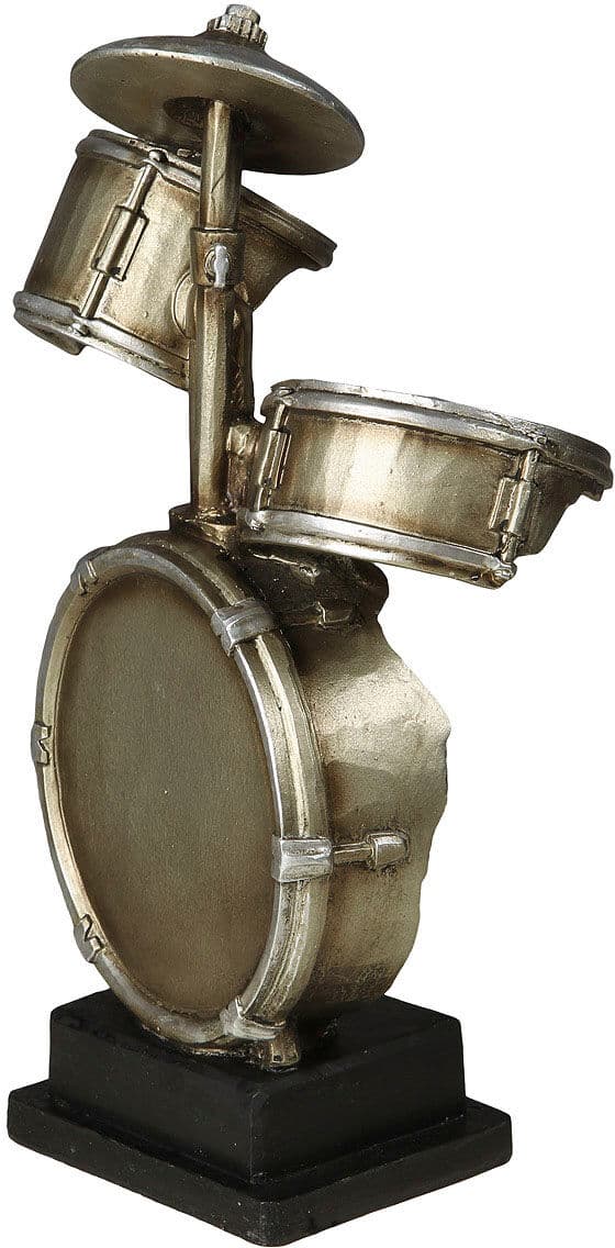 Dekofigur AMBIENTE HAUS "Schlagzeug Figur L", silber (antik, silberfarben), B:15cm H:33cm T:8cm, Polyresin, Dekofiguren, Dekofigur