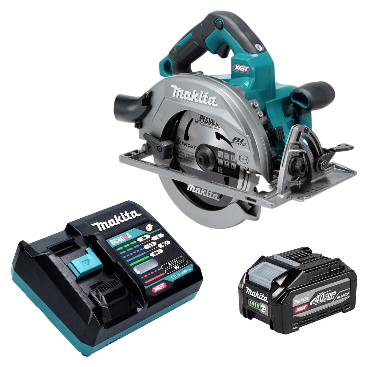 Makita HS 003 GU101 Akku Handkreissäge 40 V max. 190 mm Brushless + 1x Akku 4,0 Ah + Ladegerät