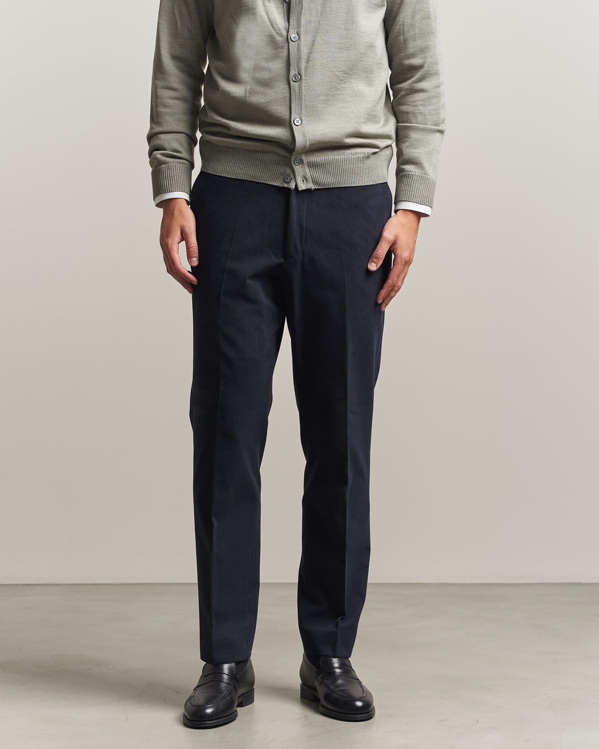Oscar Jacobson Dandy Brushed Cotton Trousers Blue men 50 Blå