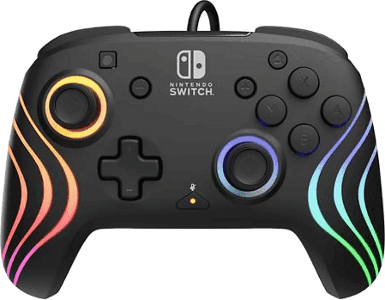 Mando - PDP Afterglow Wave Wired, Con cable, Iluminación RGB, Para Nintendo Switch, Negro
