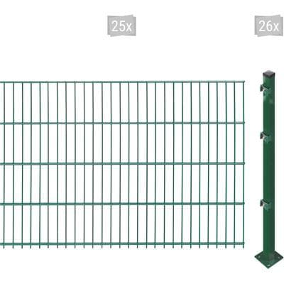 Doppelstabmattenzaun ARVOTEC "ESSENTIAL 83 zum Aufschrauben", grün (dunkelgrün), H:83cm, Kunststoff, Stahl, Zaunelemente, Zaunhöhe 83 cm, Zaunlänge 2 - 60 m