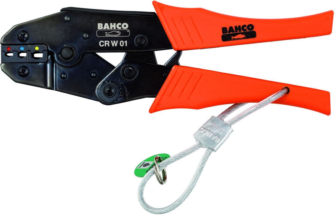 Alicate de cravar e roquete para conectores isolados com laço de arame metálico fixo - 225 mm Bahco TAHCRW01