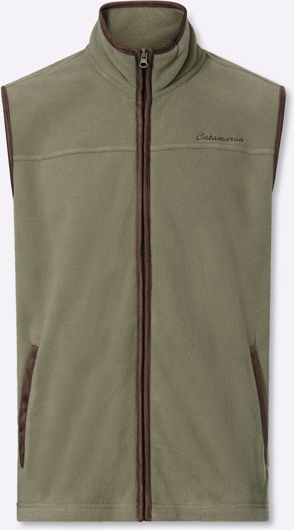 Fleeceweste CATAMARAN, Herren, Gr. 56/58, grün (khaki, schoko), 100% Polyester, unifarben, Westen Fleeceweste khaki, schoko 56/58