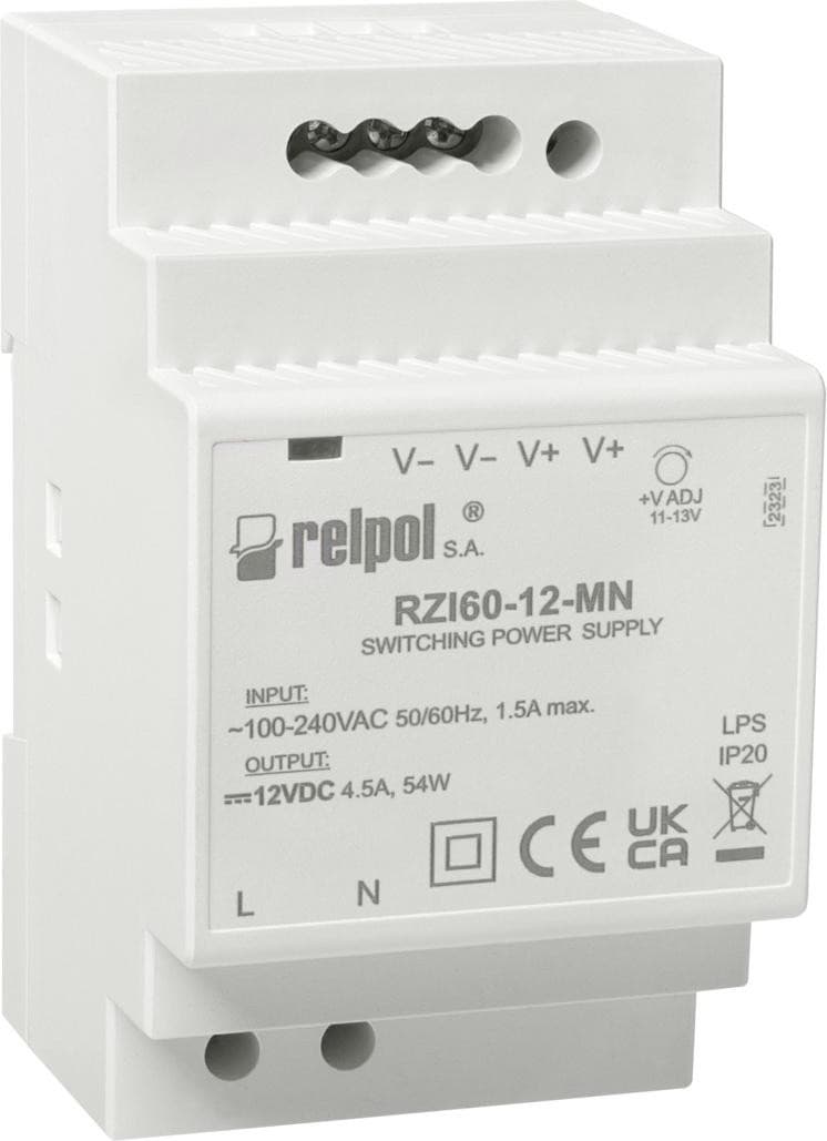Relpol Schakelende voeding 54 W 12 V DC model RZI60-12-MN