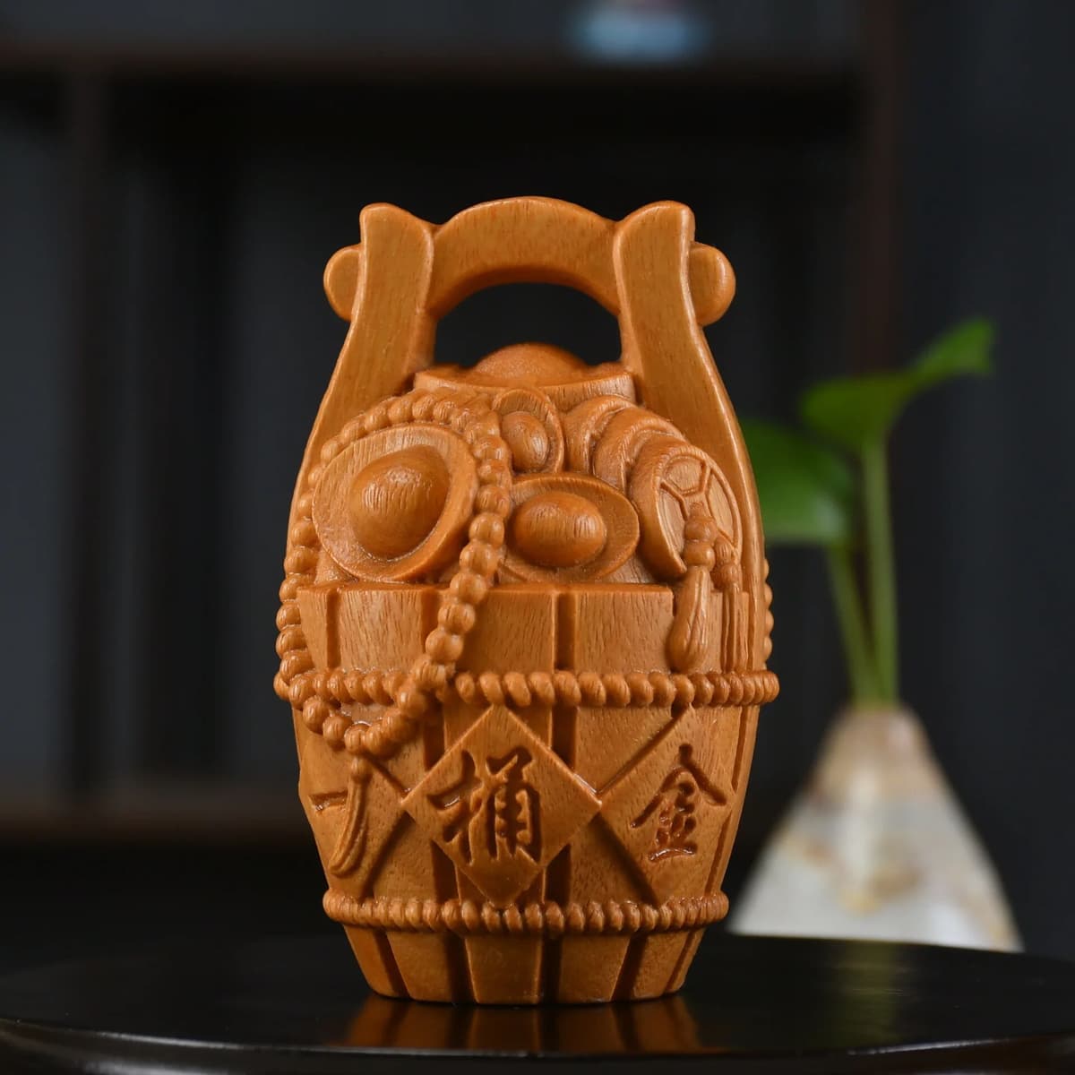 MOYU Boxwood Golden Sandalwood Carved God of Wealth Capybara Cat Deer Figurine Wooden Animal Desktop Tea Pet Home Decor Craft Gift