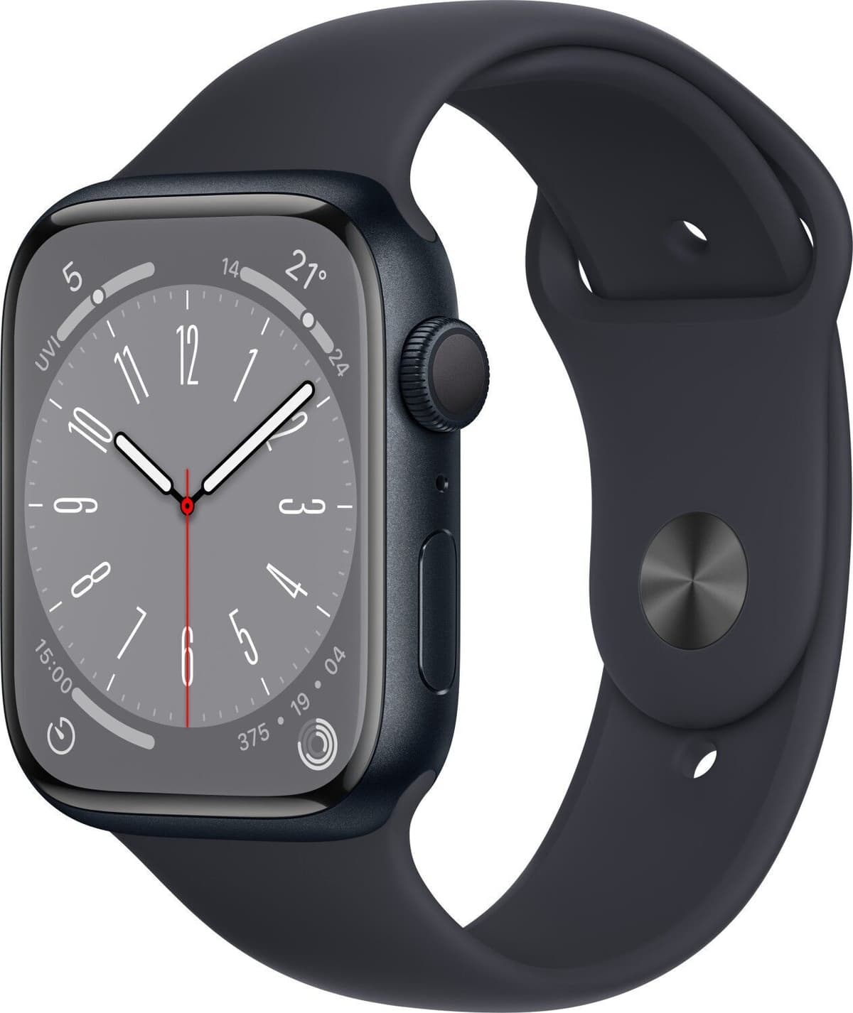 Apple Watch Series 8 Aluminium 45 mm (2022)   GPS + Cellular   Midnatt   Sportband Midnatt M/L