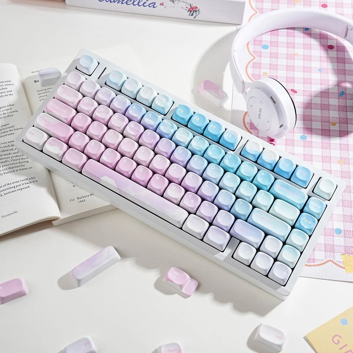 Readson Mechanical Keyboard MOA Sky Keycaps 7U ISO Spanish French German UK Abnt2 Russian Korean Arabic Japanese MOA Profile PBT Keycap