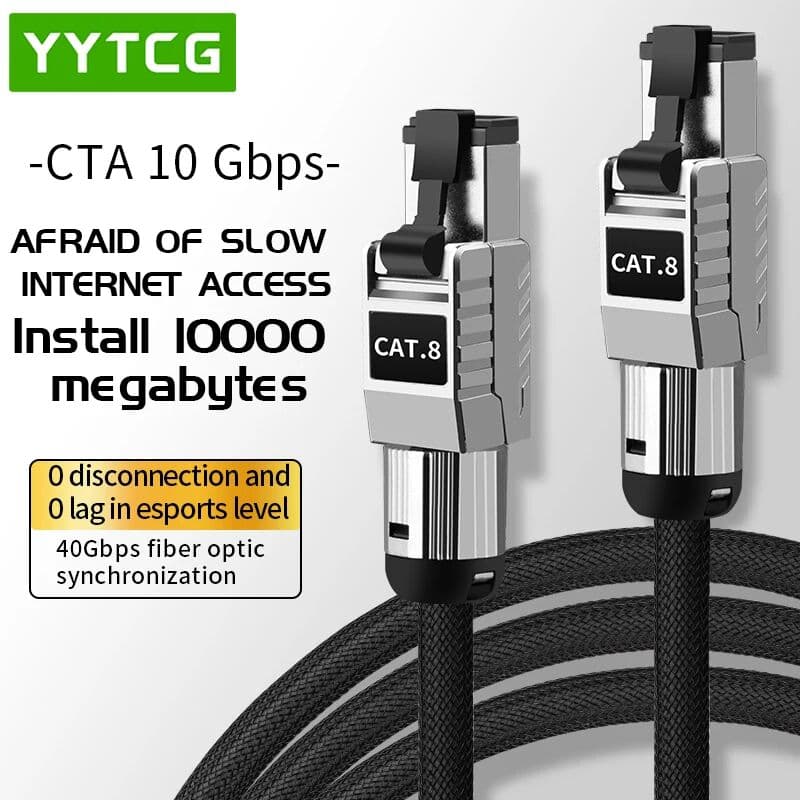 YYTCG Super Speed RJ45 Network Cable Cat8 Cat7 Cat6A Ethernet Cable 40Gbps 2000MHz Laptop Internet LAN Cable for PS4 Wifi Router