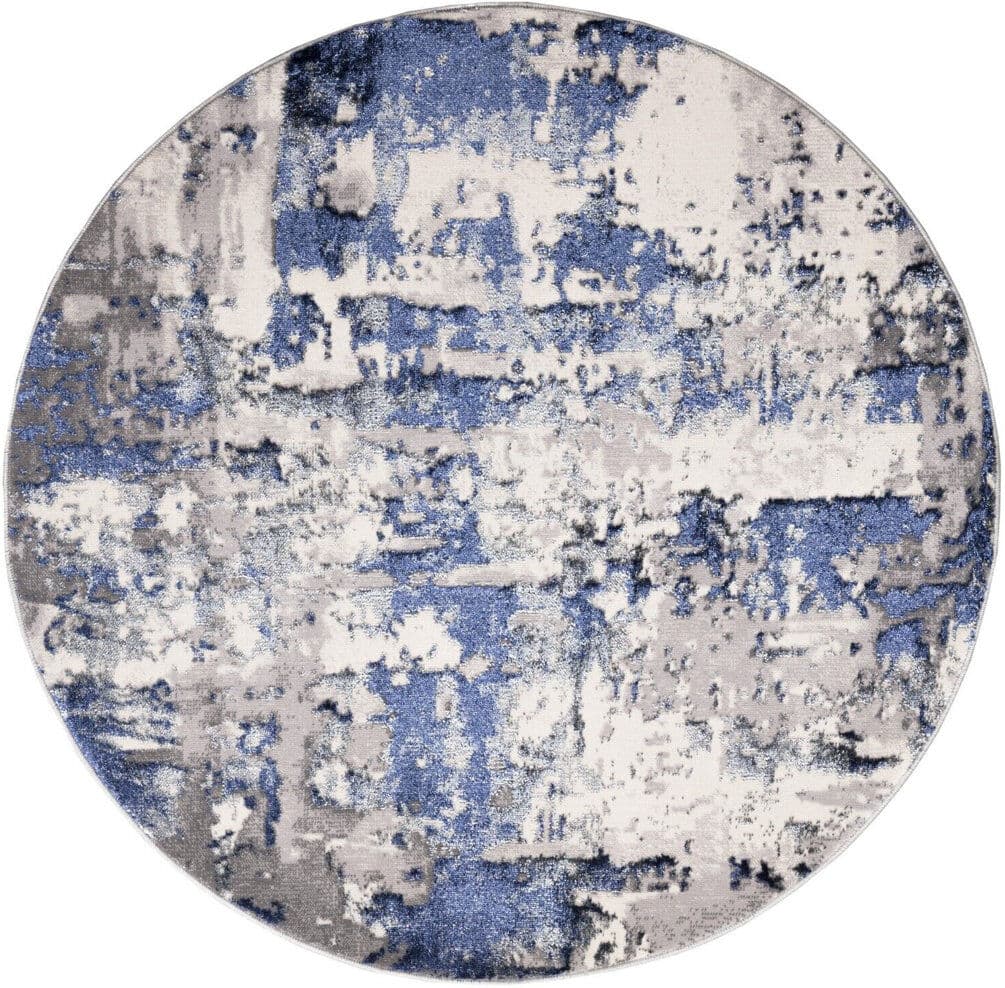 Borough Wharf Round Alvydas 120cm X 120cm Area Rug Navy 120cm W X 120cm L
