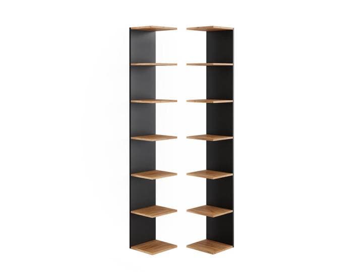 Vicco Wandregal Paolo Anthrazit 30 x 190 cm 2er Set, Holzwerkstoff, 6 Fächer, Rechteckig, 30x190x28 cm, Wohnzimmer, Regal, Wandregal