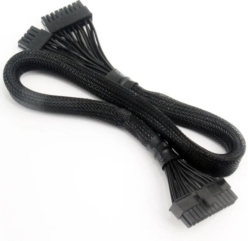 NONE Durable 18+10pin to 24Pin Sleeved Power Cable For EVGA G1 P2 T2 PSU Modulars Black Meshed Line W3JD